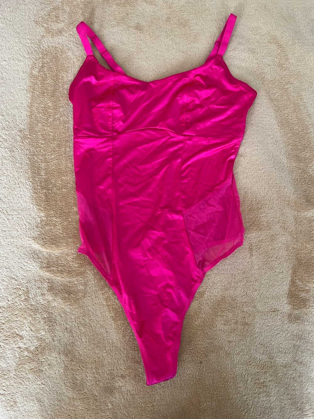 Auden Hot Pink Sheer Mesh Slip Bodysuit